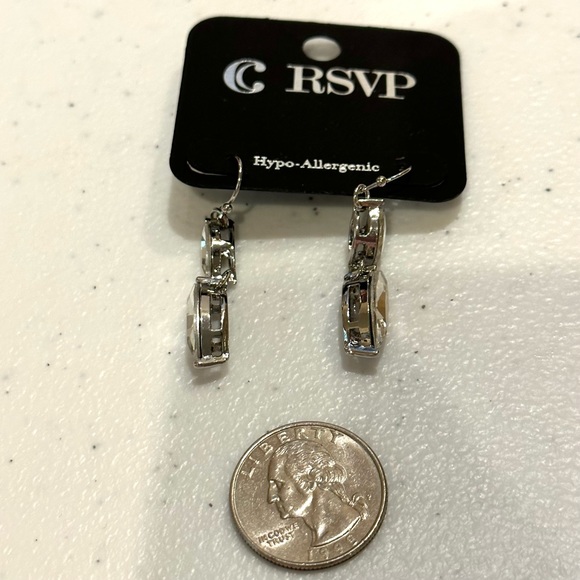 NWT 2 pairs of Bling Earrings - silver w/ clear crystals. District LA & C RSVP - Picture 8 of 11